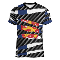 Finland Beast Women V-Neck T-Shirt Ripped Flag Graphic - Wonder Print Shop