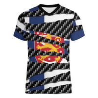 Finland Beast Women V-Neck T-Shirt Ripped Flag Graphic - Wonder Print Shop