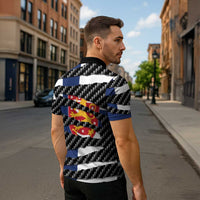 Finland Beast Zipper Polo Shirt Ripped Flag Graphic - Wonder Print Shop