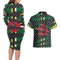 Dominica Beast Couples Matching Long Sleeve Bodycon Dress and Hawaiian Shirt Ripped Flag Graphic - Wonder Print Shop