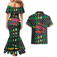 Dominica Beast Couples Matching Mermaid Dress and Hawaiian Shirt Ripped Flag Graphic - Wonder Print Shop