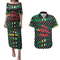Dominica Beast Couples Matching Puletasi and Hawaiian Shirt Ripped Flag Graphic - Wonder Print Shop