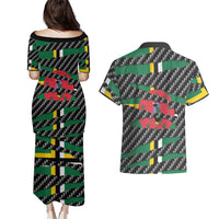 Dominica Beast Couples Matching Puletasi and Hawaiian Shirt Ripped Flag Graphic - Wonder Print Shop