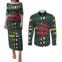Dominica Beast Couples Matching Puletasi and Long Sleeve Button Shirt Ripped Flag Graphic - Wonder Print Shop
