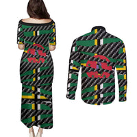 Dominica Beast Couples Matching Puletasi and Long Sleeve Button Shirt Ripped Flag Graphic - Wonder Print Shop