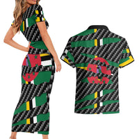 Dominica Beast Couples Matching Short Sleeve Bodycon Dress and Hawaiian Shirt Ripped Flag Graphic - Wonder Print Shop
