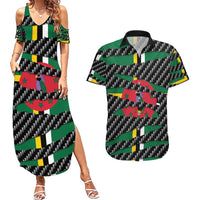 Dominica Beast Couples Matching Summer Maxi Dress and Hawaiian Shirt Ripped Flag Graphic - Wonder Print Shop