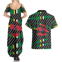 Dominica Beast Couples Matching Summer Maxi Dress and Hawaiian Shirt Ripped Flag Graphic - Wonder Print Shop
