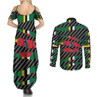 Dominica Beast Couples Matching Summer Maxi Dress and Long Sleeve Button Shirt Ripped Flag Graphic - Wonder Print Shop