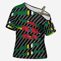 Dominica Beast Cross Shoulder Shirt Ripped Flag Graphic - Wonder Print Shop