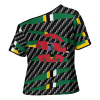 Dominica Beast Cross Shoulder Shirt Ripped Flag Graphic - Wonder Print Shop