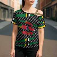 Dominica Beast Cross Shoulder Shirt Ripped Flag Graphic - Wonder Print Shop
