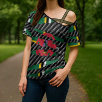 Dominica Beast Cross Shoulder Shirt Ripped Flag Graphic - Wonder Print Shop