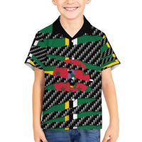 Dominica Beast Family Matching Off The Shoulder Long Sleeve Dress and Hawaiian Shirt Ripped Flag Graphic - Wonder Print Shop