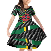 Dominica Beast Family Matching Off Shoulder Short Dress and Hawaiian Shirt Ripped Flag Graphic - Wonder Print Shop