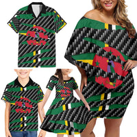 Dominica Beast Family Matching Off Shoulder Short Dress and Hawaiian Shirt Ripped Flag Graphic - Wonder Print Shop