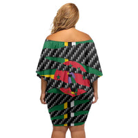 Dominica Beast Family Matching Off Shoulder Short Dress and Hawaiian Shirt Ripped Flag Graphic - Wonder Print Shop