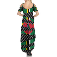 Dominica Beast Family Matching Summer Maxi Dress and Hawaiian Shirt Ripped Flag Graphic - Wonder Print Shop