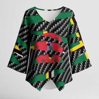 Dominica Beast Kimono Sleeve Blouse Ripped Flag Graphic - Wonder Print Shop