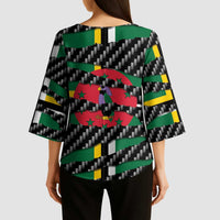 Dominica Beast Kimono Sleeve Blouse Ripped Flag Graphic - Wonder Print Shop