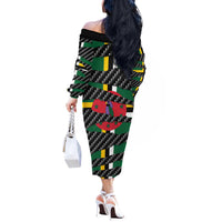 Dominica Beast Off The Shoulder Long Sleeve Dress Ripped Flag Graphic - Wonder Print Shop