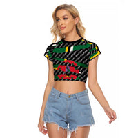Dominica Beast Raglan Cropped T Shirt Ripped Flag Graphic - Wonder Print Shop