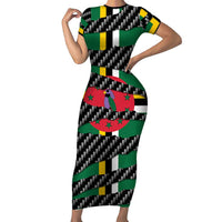 Dominica Beast Short Sleeve Bodycon Dress Ripped Flag Graphic - Wonder Print Shop