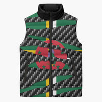 Dominica Beast Sleeveless Puffer Jacket Ripped Flag Graphic - Wonder Print Shop