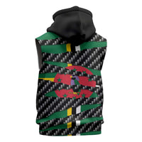 Dominica Beast Sleeveless Zip Hoodie Ripped Flag Graphic - Wonder Print Shop