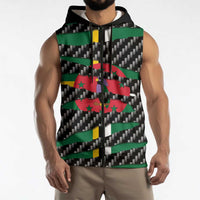 Dominica Beast Sleeveless Zip Hoodie Ripped Flag Graphic - Wonder Print Shop