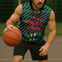 Dominica Beast Sleeveless Zip Hoodie Ripped Flag Graphic - Wonder Print Shop