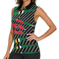 Dominica Beast Women Sleeveless Polo Shirt Ripped Flag Graphic - Wonder Print Shop