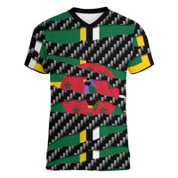 Dominica Beast Women V-Neck T-Shirt Ripped Flag Graphic - Wonder Print Shop