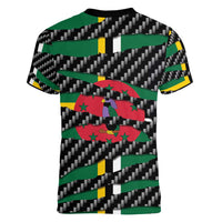 Dominica Beast Women V-Neck T-Shirt Ripped Flag Graphic - Wonder Print Shop