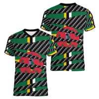 Dominica Beast Women V-Neck T-Shirt Ripped Flag Graphic - Wonder Print Shop