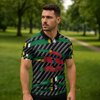 Dominica Beast Zipper Polo Shirt Ripped Flag Graphic - Wonder Print Shop