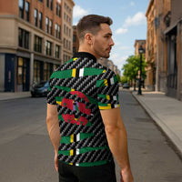 Dominica Beast Zipper Polo Shirt Ripped Flag Graphic - Wonder Print Shop