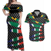 South Africa Beast Couples Matching Off Shoulder Maxi Dress and Hawaiian Shirt Ripped Flag Graphic - Wonder Print Shop
