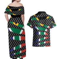 South Africa Beast Couples Matching Off Shoulder Maxi Dress and Hawaiian Shirt Ripped Flag Graphic - Wonder Print Shop