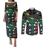 South Africa Beast Couples Matching Puletasi and Long Sleeve Button Shirt Ripped Flag Graphic - Wonder Print Shop