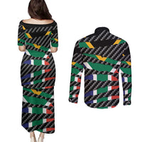 South Africa Beast Couples Matching Puletasi and Long Sleeve Button Shirt Ripped Flag Graphic - Wonder Print Shop
