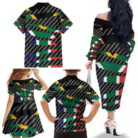 South Africa Beast Family Matching Off The Shoulder Long Sleeve Dress and Hawaiian Shirt Ripped Flag Graphic - Wonder Print Shop
