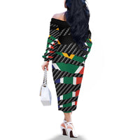 South Africa Beast Family Matching Off The Shoulder Long Sleeve Dress and Hawaiian Shirt Ripped Flag Graphic - Wonder Print Shop