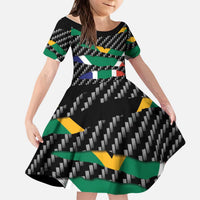South Africa Beast Kid Short Sleeve Dress Ripped Flag Graphic - Wonder Print Shop