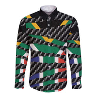 South Africa Beast Long Sleeve Button Shirt Ripped Flag Graphic - Wonder Print Shop