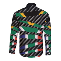 South Africa Beast Long Sleeve Button Shirt Ripped Flag Graphic - Wonder Print Shop