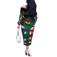 South Africa Beast Off The Shoulder Long Sleeve Dress Ripped Flag Graphic - Wonder Print Shop