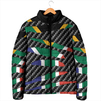 South Africa Beast Padded Jacket Ripped Flag Graphic - Wonder Print Shop