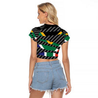 South Africa Beast Raglan Cropped T Shirt Ripped Flag Graphic - Wonder Print Shop