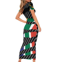 South Africa Beast Short Sleeve Bodycon Dress Ripped Flag Graphic - Wonder Print Shop